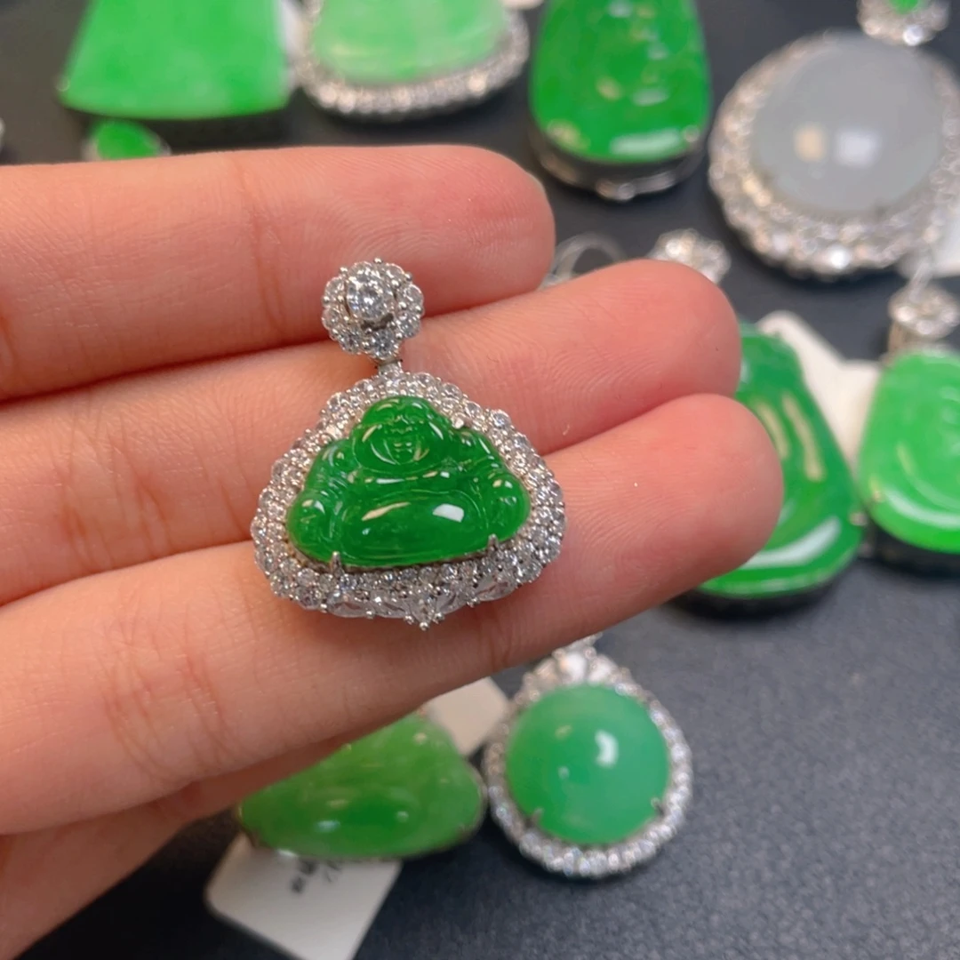 翡翠银S925镶嵌吊坠(不含链)