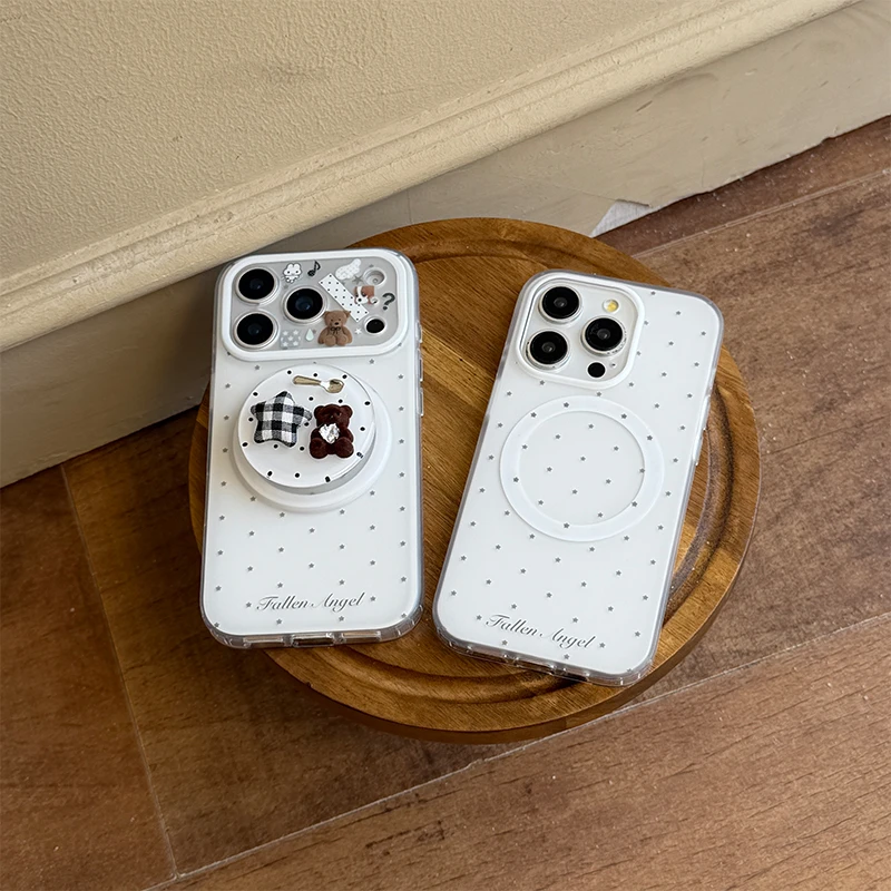 磨砂星星小熊适用苹果17promax手机壳16pro磁吸支架15proma简约14