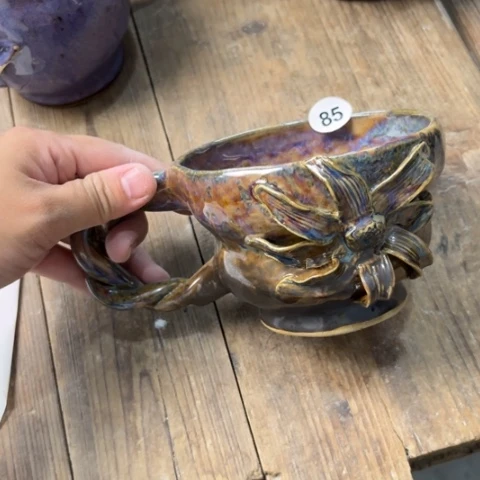 蓝****碗手工手捏咖啡杯碗盘