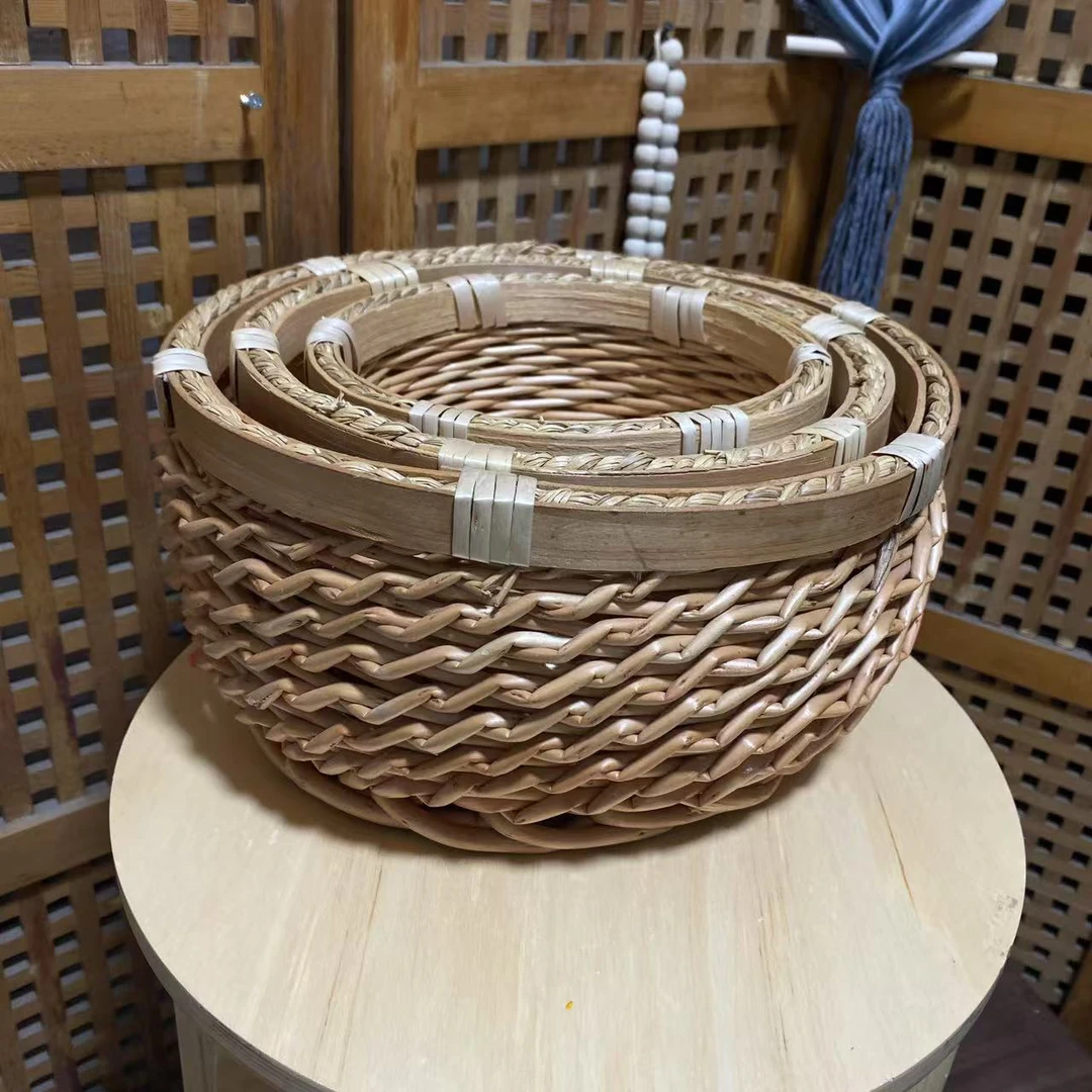 套三！038柳编套三圆形收纳筐