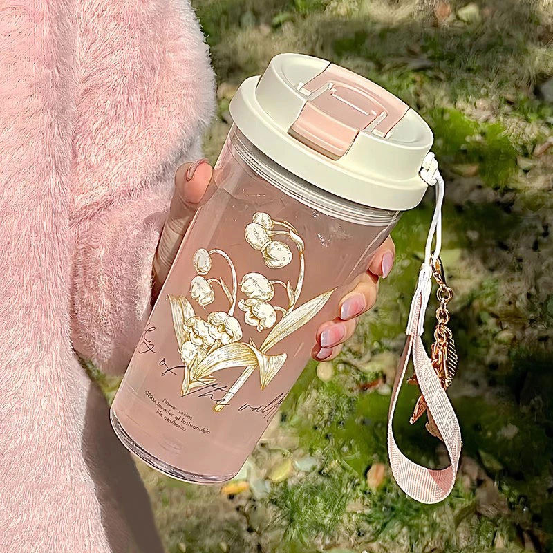 可爱学生简约便携网红情侣创意大容量韩版带盖杯子ins