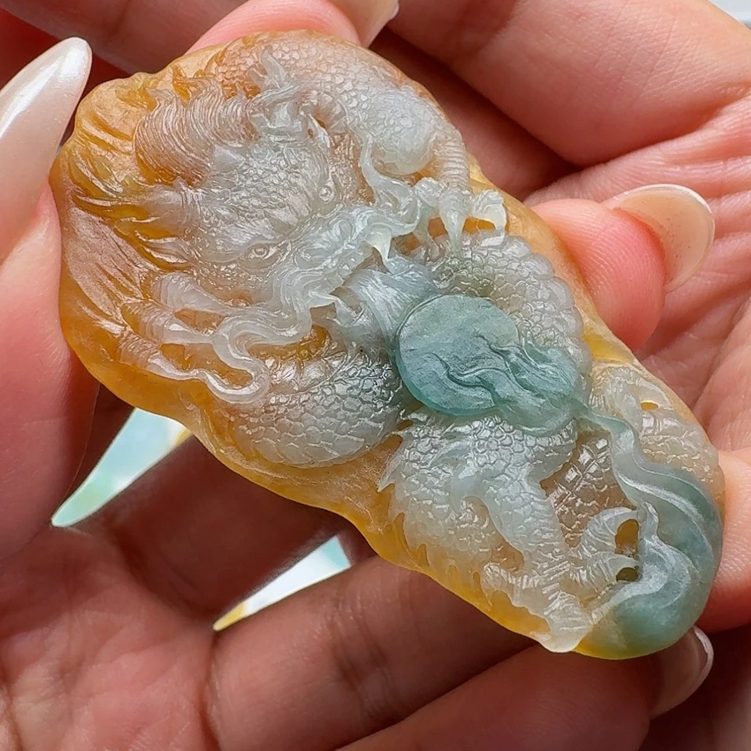 塌***密定制翡翠未镶嵌龙牌 尺寸57mm*36mm*5mm