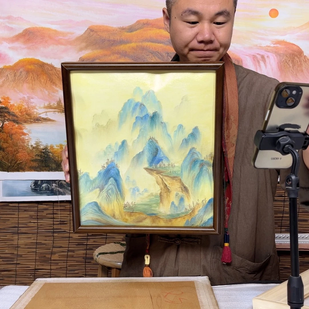 油画行路人小院绘画作品竞拍