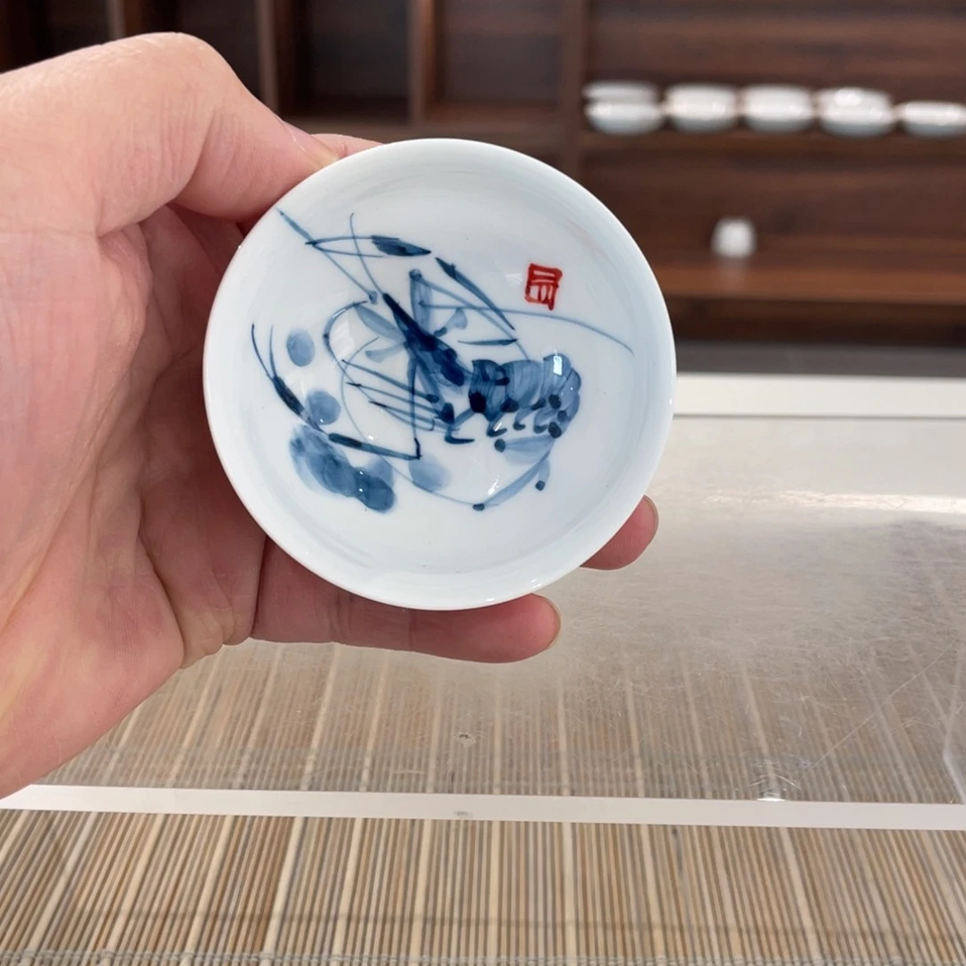 釉下手绘茶具微瑕