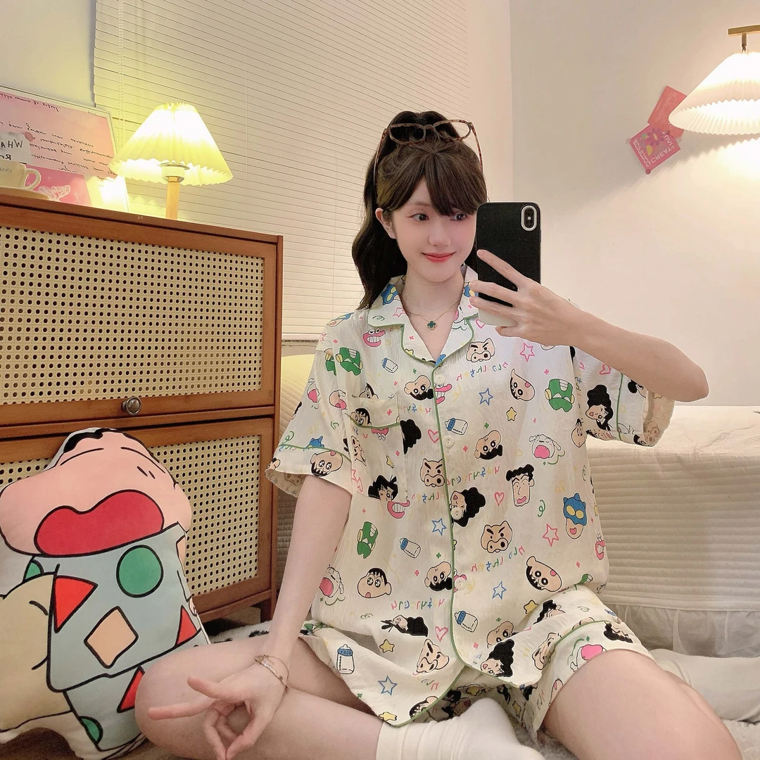 2025年大码睡衣女夏季显瘦三件套薄款透气家居服可外穿250斤宽松