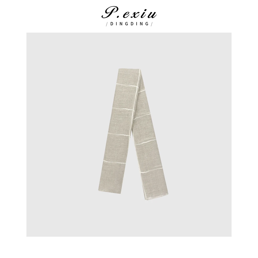 100%亚麻轻奢风小方巾简约百搭丝巾SJ2561