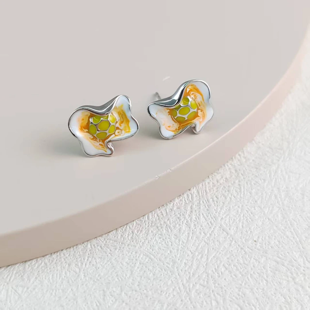 XUPING/旭平首饰 合金珐琅耳饰 【潘生福利】小煎蛋 X001100597