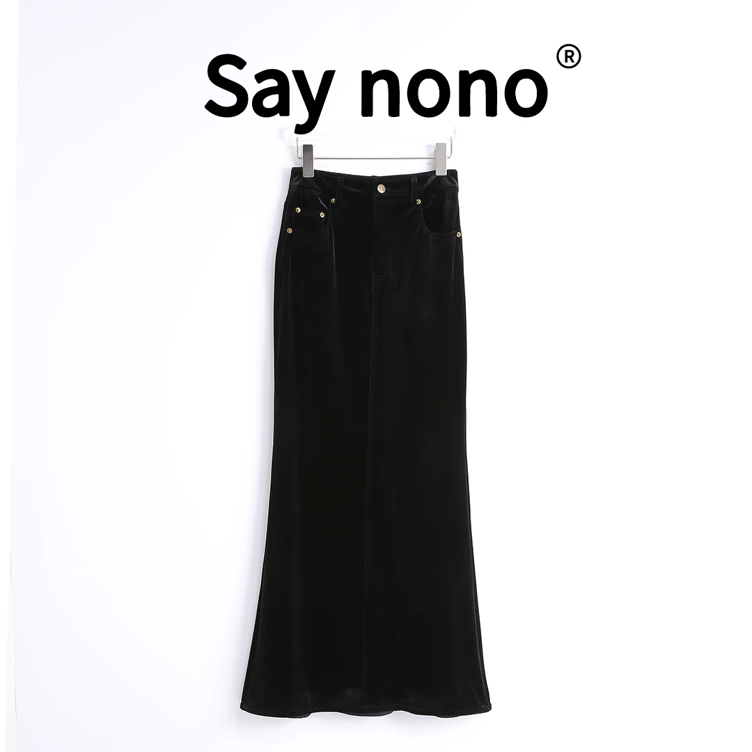 懒猫nono│Saynono 定制五金设计感中长裙子-83Q107