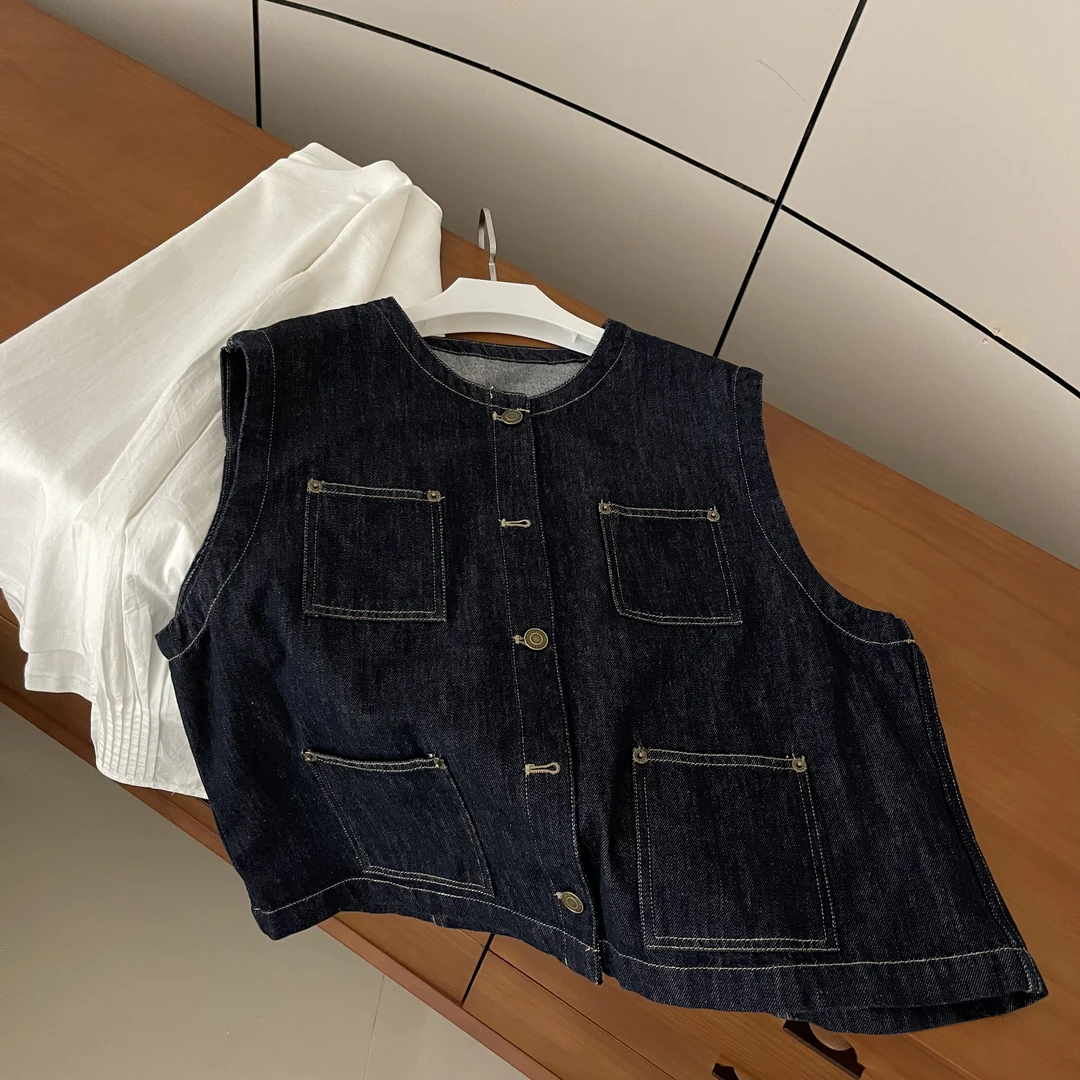 FUJIA STYLE新款气质休闲韩版简约牛仔马甲N8850