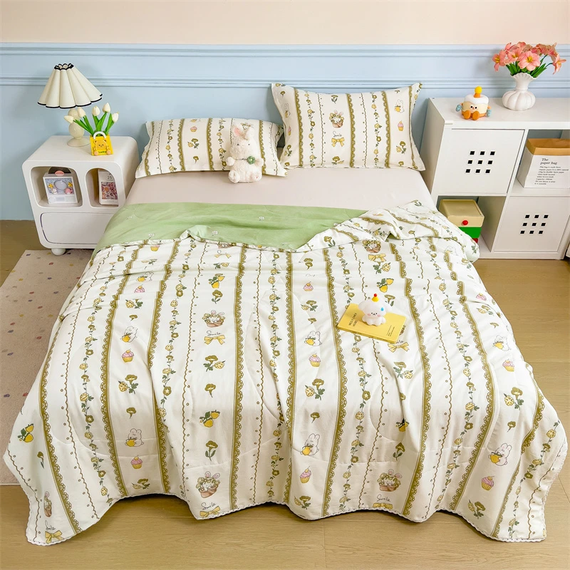 单夏凉被母婴级A类2025新款水洗棉印花夏被夏凉被
