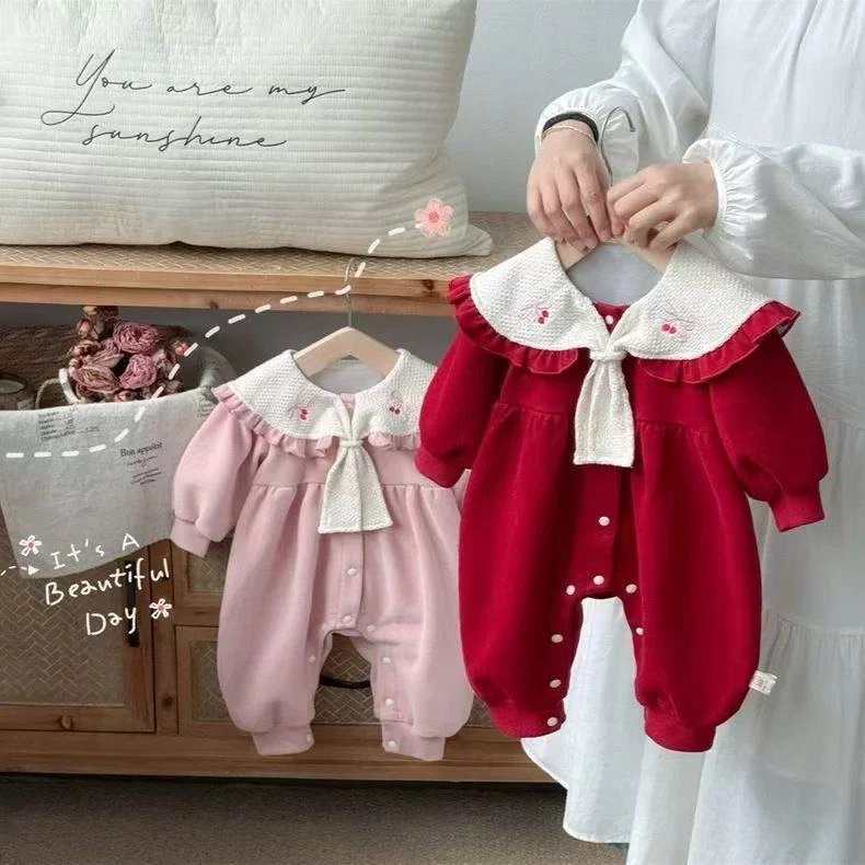 衣服秋装秋季宝宝新生儿连体衣婴儿满月百天长袖外出哈衣爬服