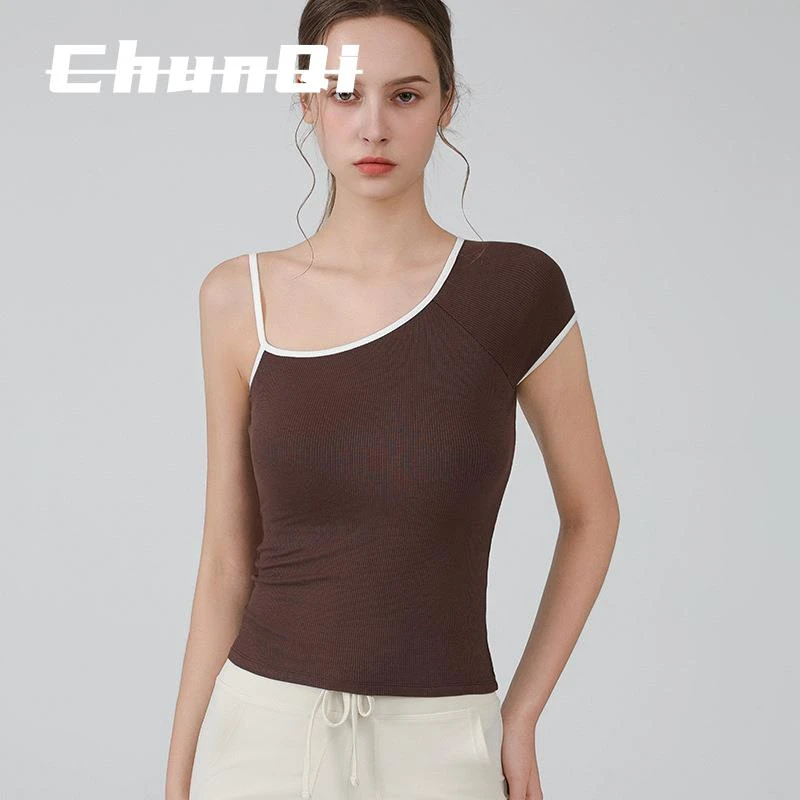 维多利亚运动背心女士夏季带胸垫跑步训练速干上衣健身舞蹈瑜伽服