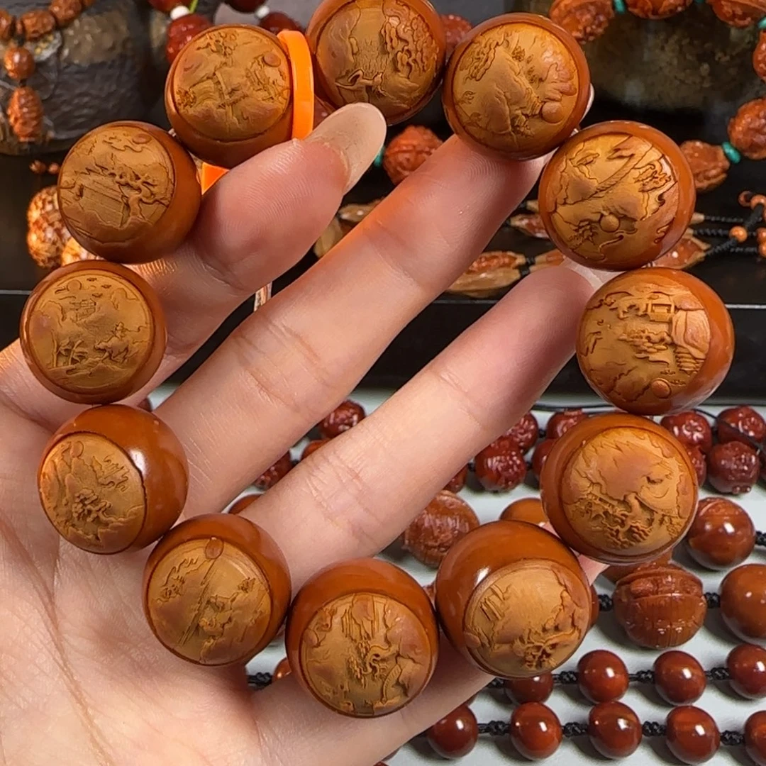 手串橄榄核红油核正圆风景