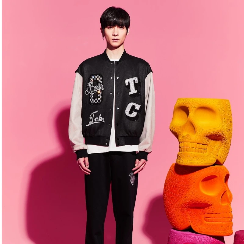 轻奢-TCH烫钻字母休闲时尚百搭拼接合体款外套男女款T69D166030