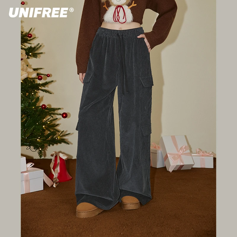 0302【金拐子专属】UNIFREE灯芯绒休闲裤直筒高腰宽松U244P165V1V1