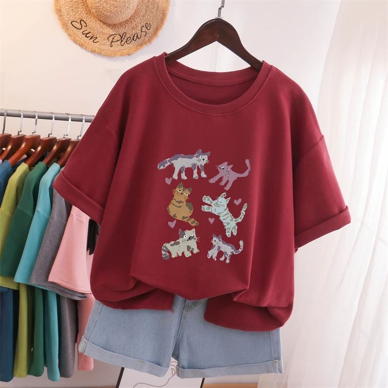 2025年夏季新款宽松胖mm圆领纯棉短袖t恤女大码oversize显瘦上衣