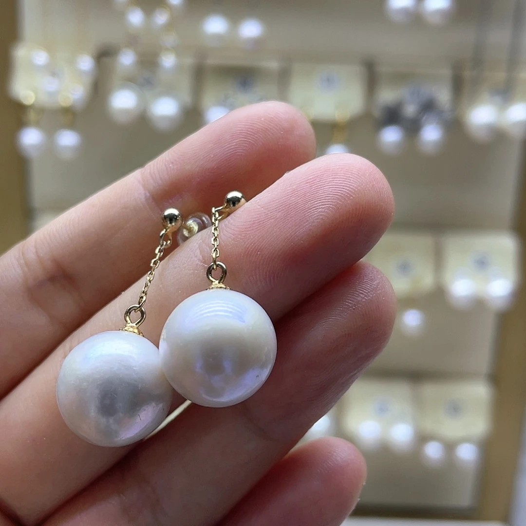 银S925镶嵌淡水珍珠耳饰