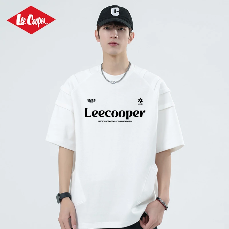 LEE COOPER重磅短袖t恤衫男款夏季美式高街宽松圆领半袖体恤上衣