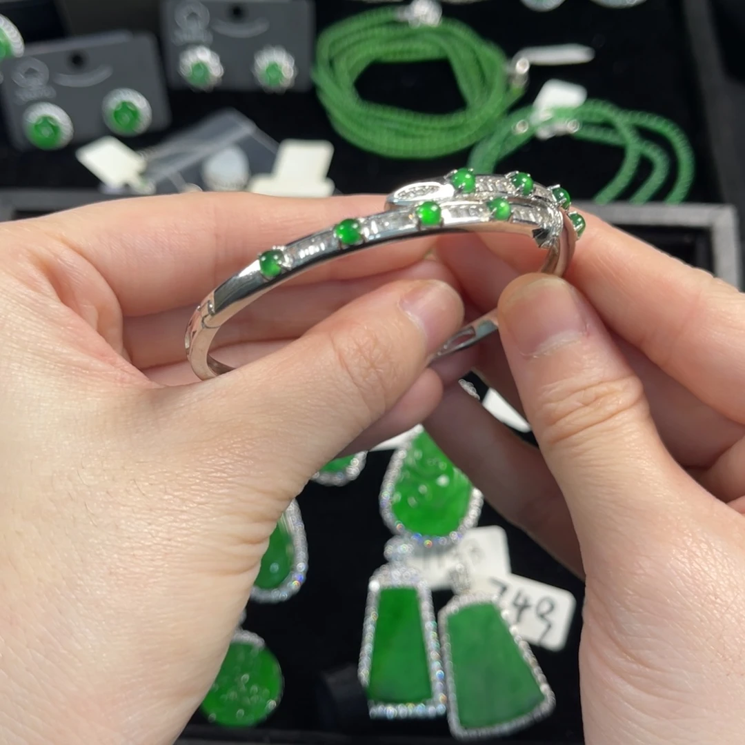 小***乐翡翠银S925镶嵌戒指翡翠手镯