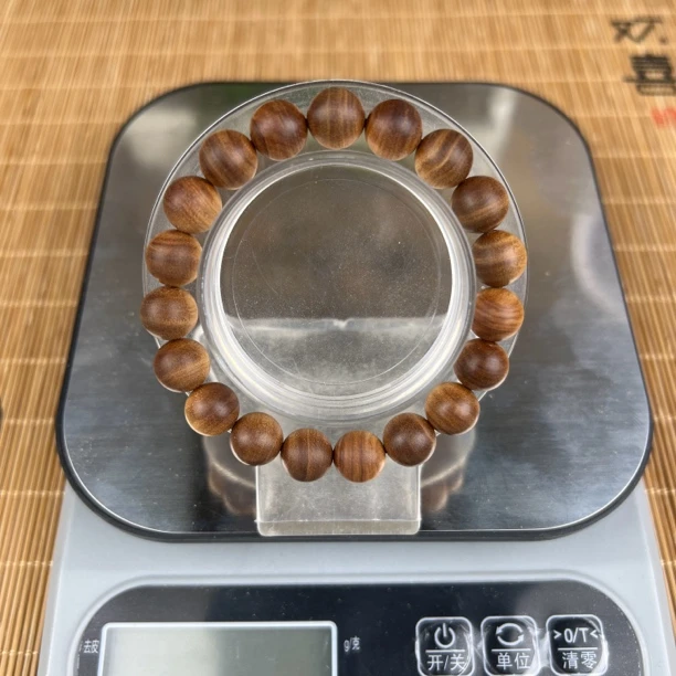 印度迈索尔老山檀香老料1.0/19颗横纹圆珠单圈款成品手串