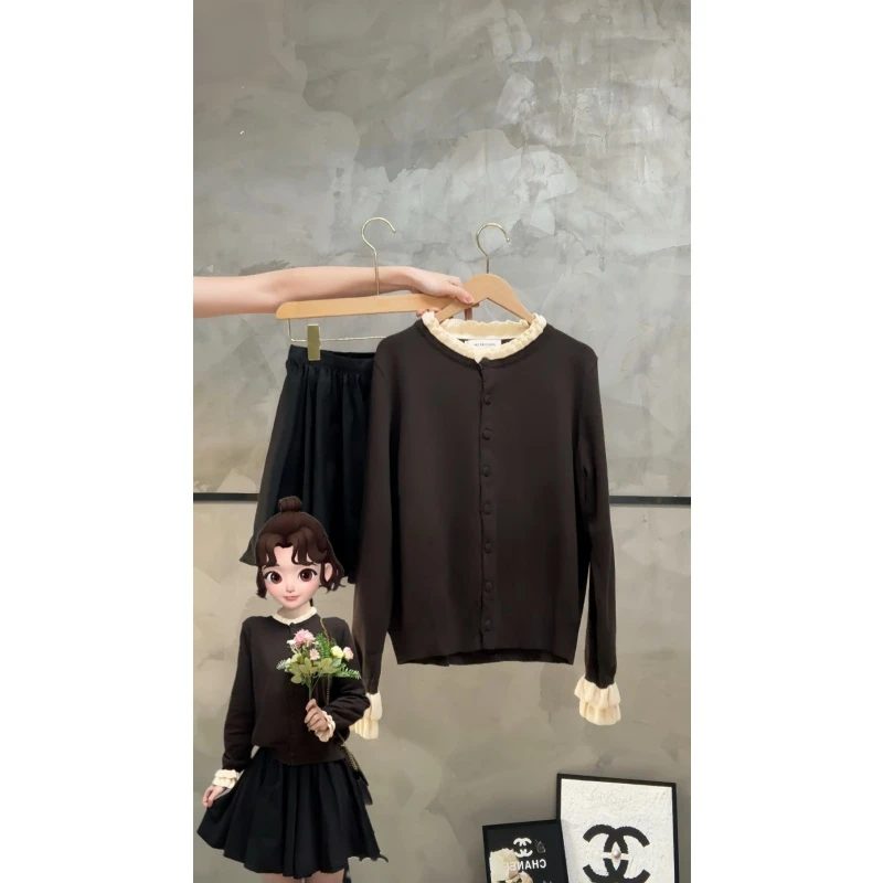 2025韩系早秋穿搭高级感巨好看的气质小香风针织开衫半身裙套装女