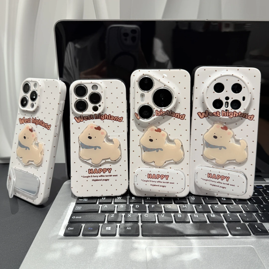 秋冬围巾小狗支架适用苹果/华为/荣耀/OPPO/VIVO/小米手机壳防摔