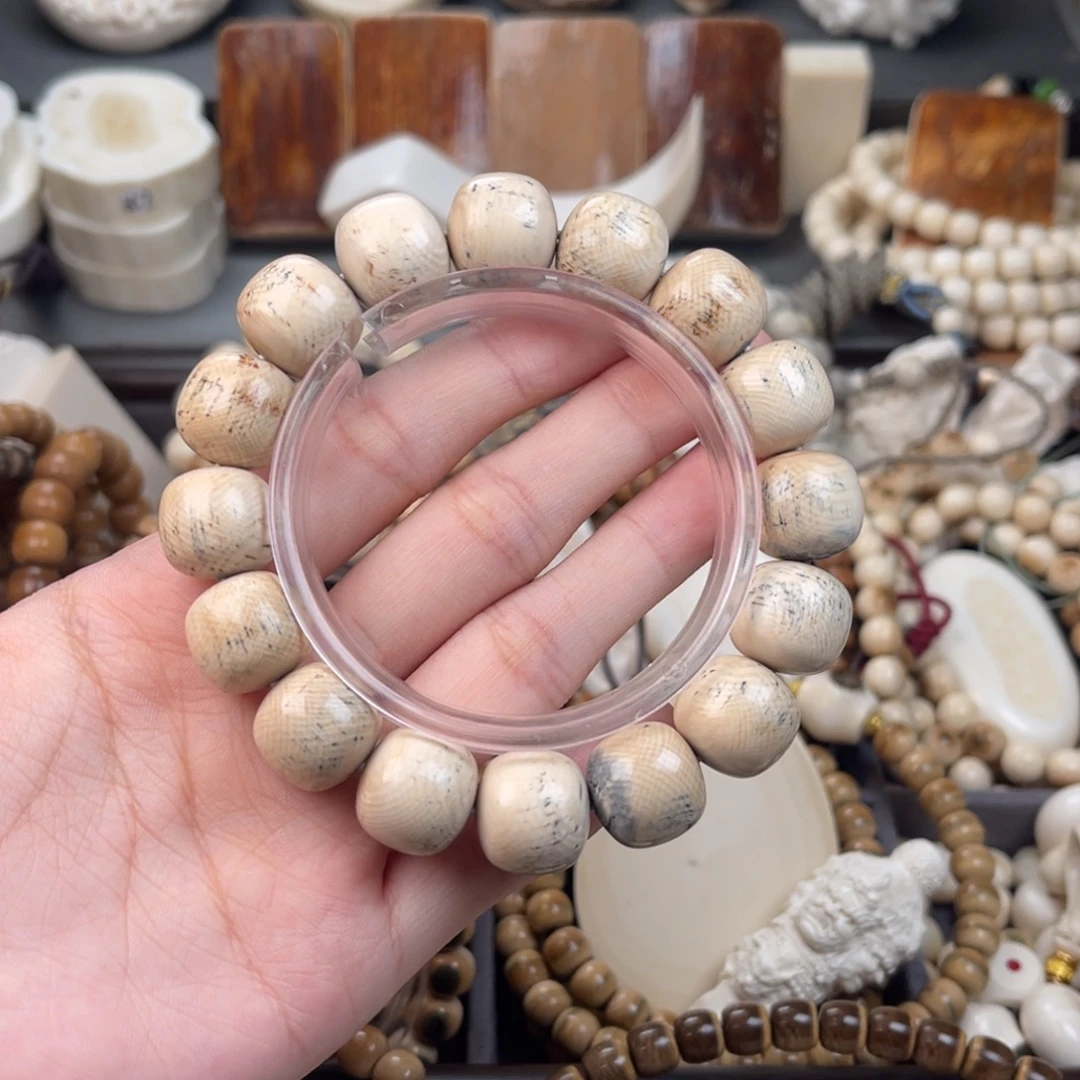 映***红把件猛犸象牙满纹冰咖水墨14✖️15