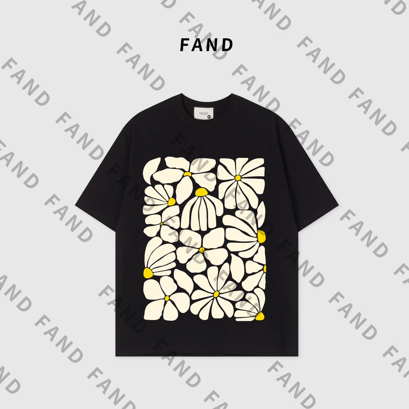FAND品牌【小雏菊】2025新品夏季情侣装潮牌印花宽松圆领短袖T恤