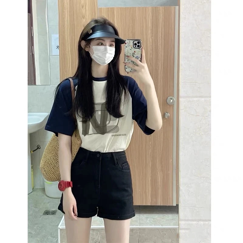 【356】夏季短袖美式减龄小上衣显瘦