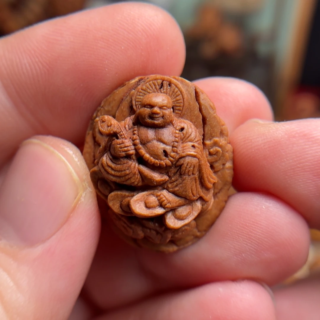 桃核雕刻弥勒佛吊坠