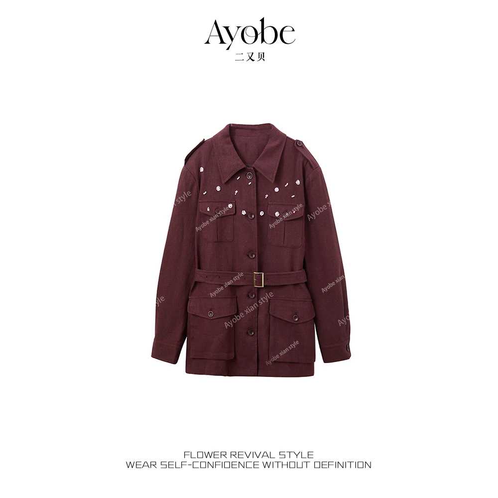 AYOBE小贤【琥珀流光风】仁川时报` 精致重工小众设计刺绣外套休闲