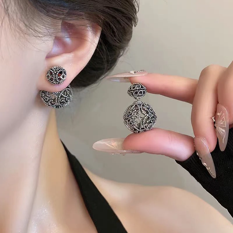 铜合金耳饰 【450】法式镂空圆形两戴耳环时尚百搭耳钉女民族风耳饰