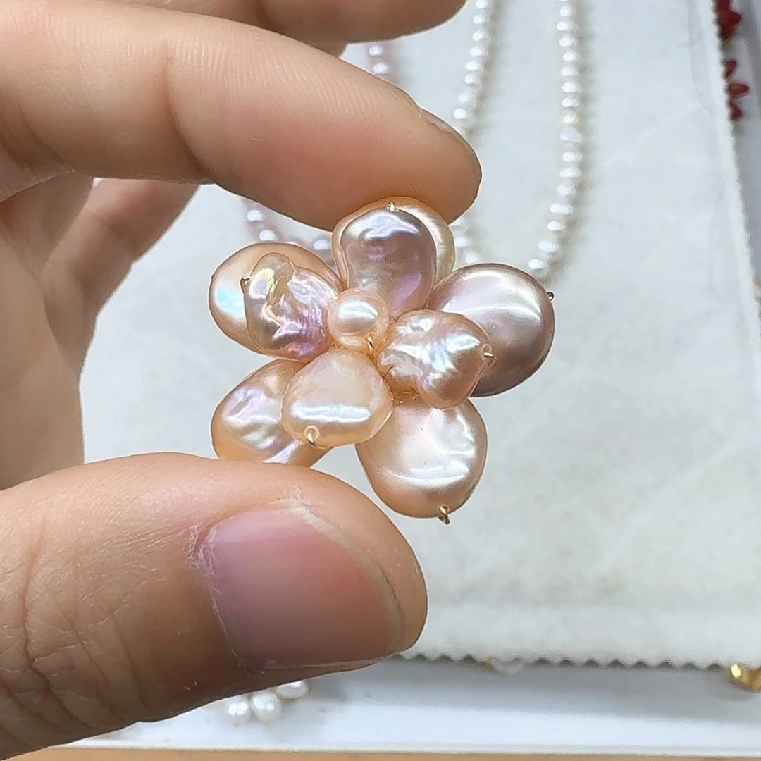 淡水珍珠银S925镶嵌吊坠(不含链)