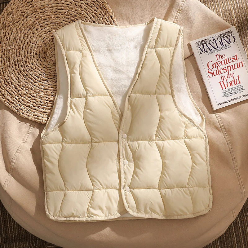 韩版秋冬季加绒加厚保暖防寒马甲女外穿内搭背心叠穿坎肩V领上衣