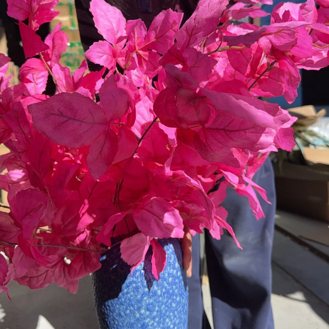 粉色叶子仿真花原创