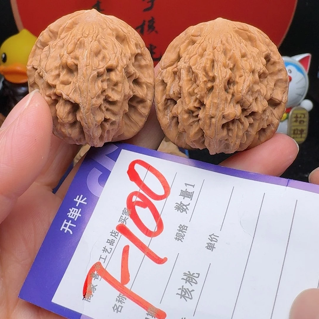 文玩核桃把件41精对麦穗虎头