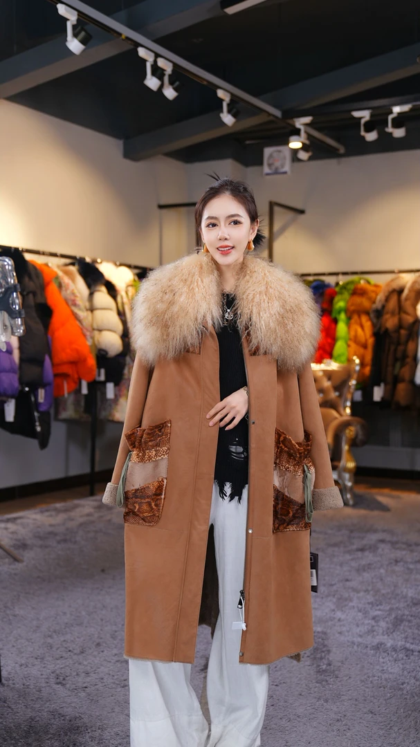 YJ【邢邢推荐】新款皮毛一体羊毛皮时尚高端外套88285