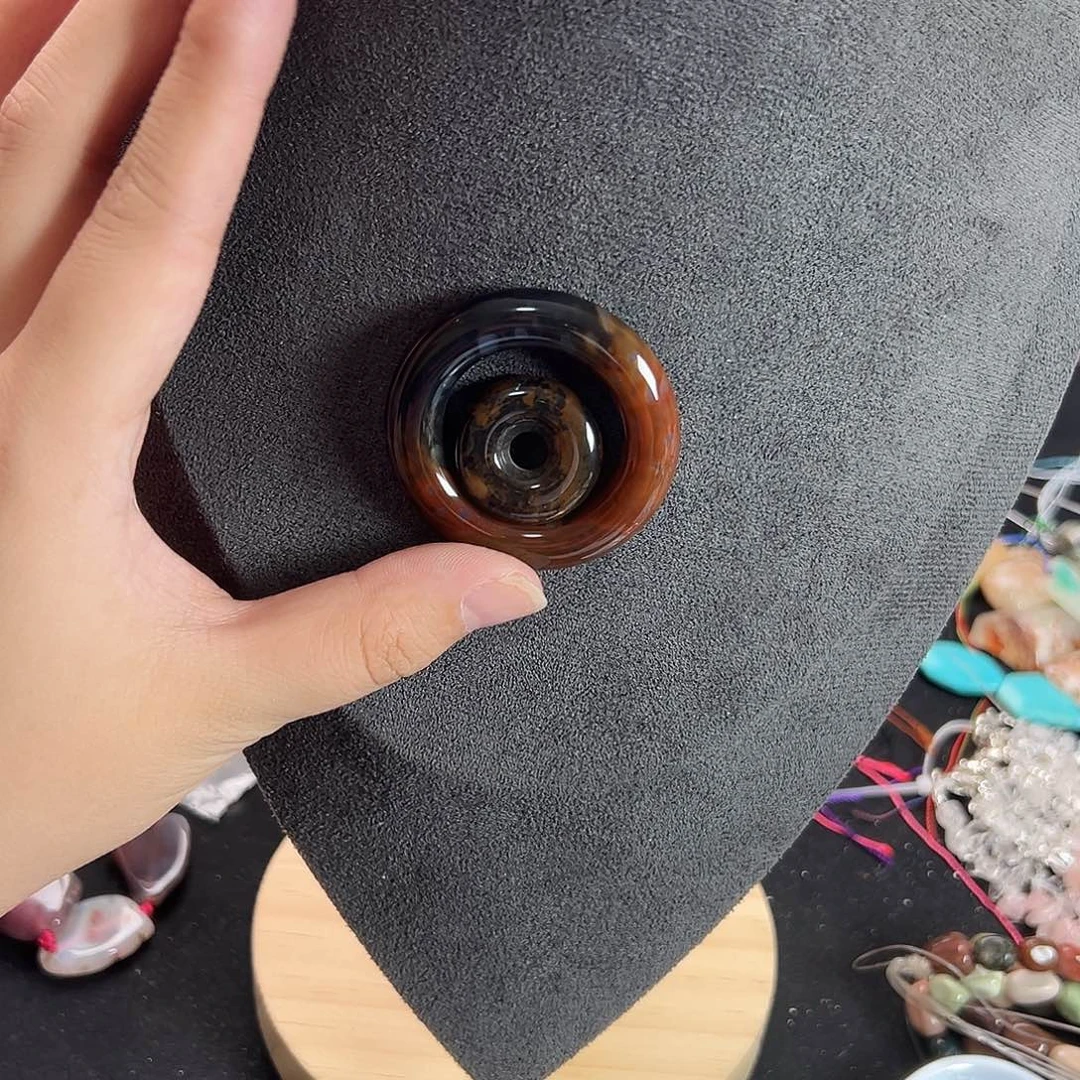 未镶嵌玛瑙/玉髓珠宝半成品s45 天然巴西玛瑙平安扣