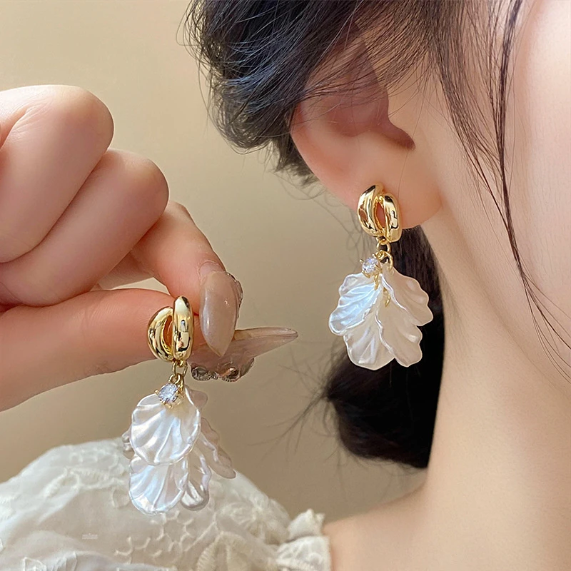 非金属亚克力耳饰 超度假风花瓣流苏耳环小众设计个性耳环法式