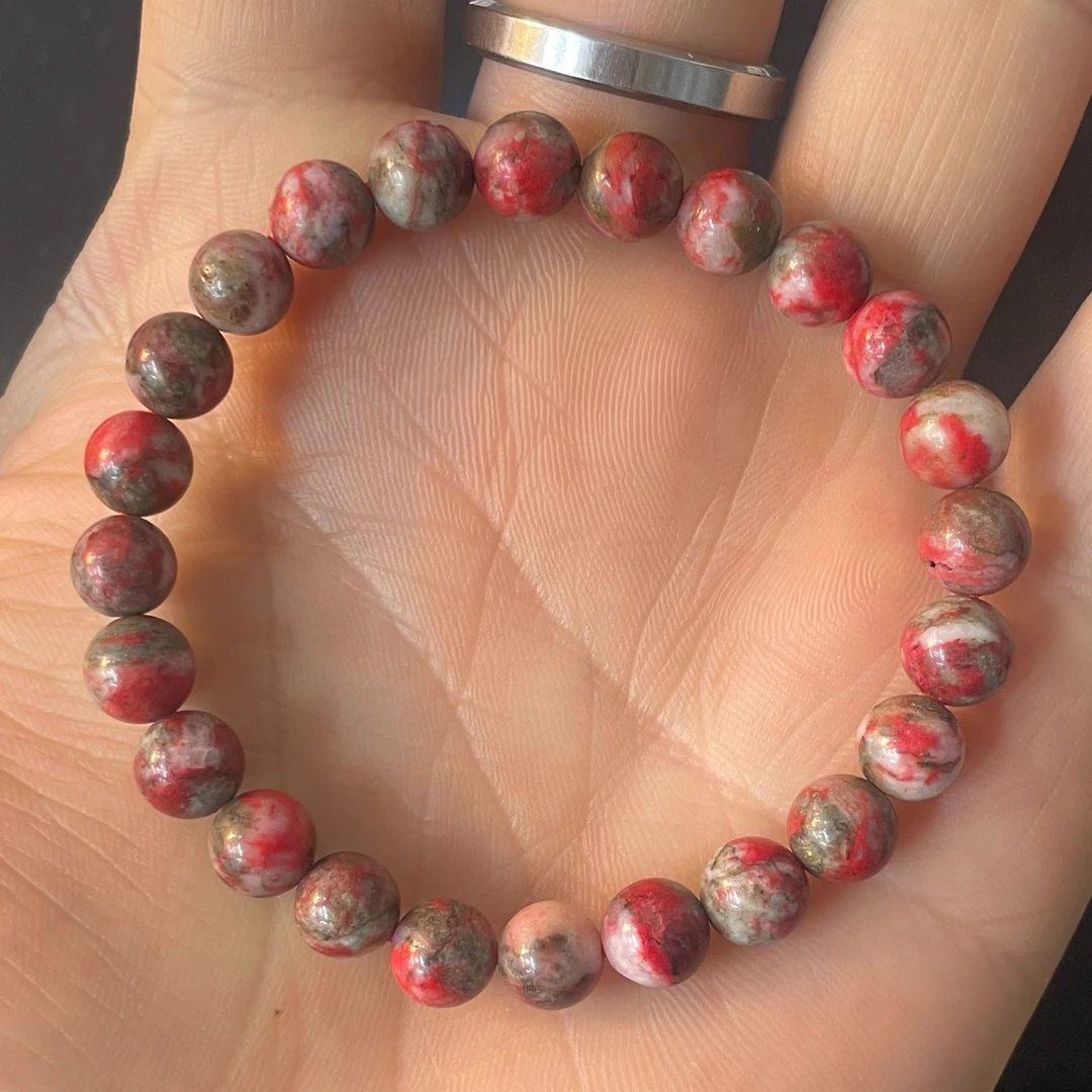 天然辰砂天然辰砂天然原石手串7mm 多样性发其一