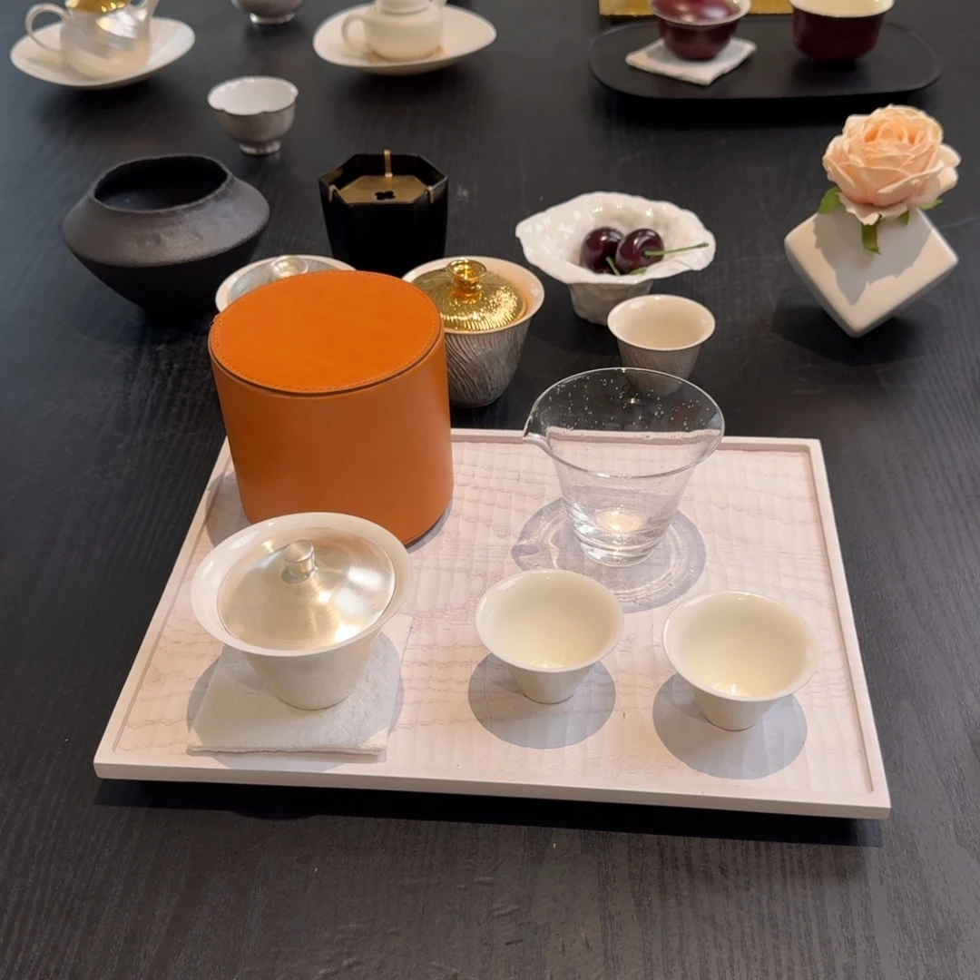 关***ʃ鎏银旅行茶具4件套送橙色茶包一套