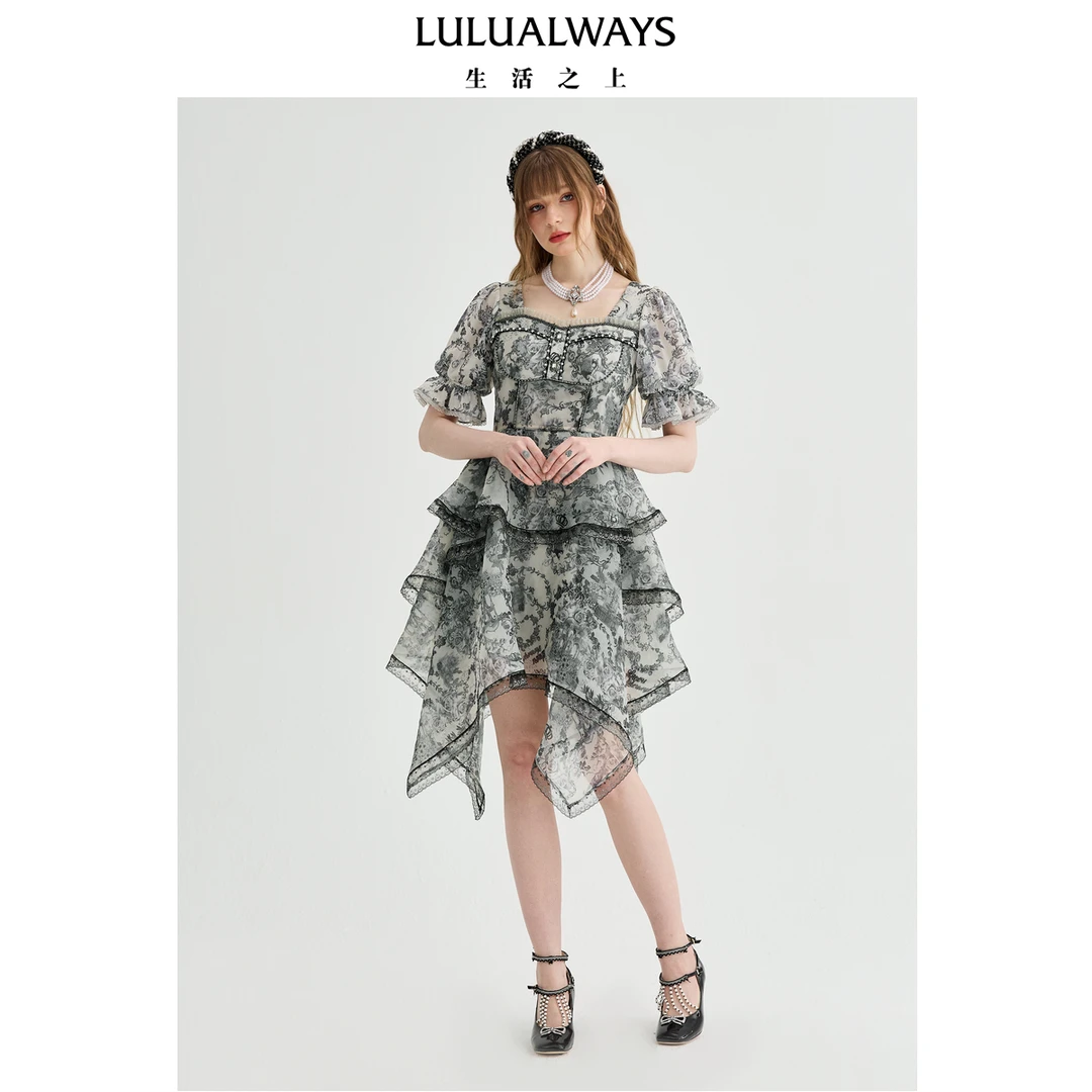 LULUALWAYS25新款法式小众层次感蛋糕连衣裙