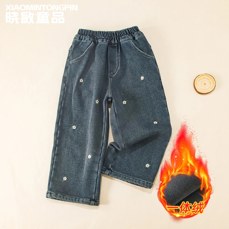 儿童碎花绣花牛仔裤3C3348