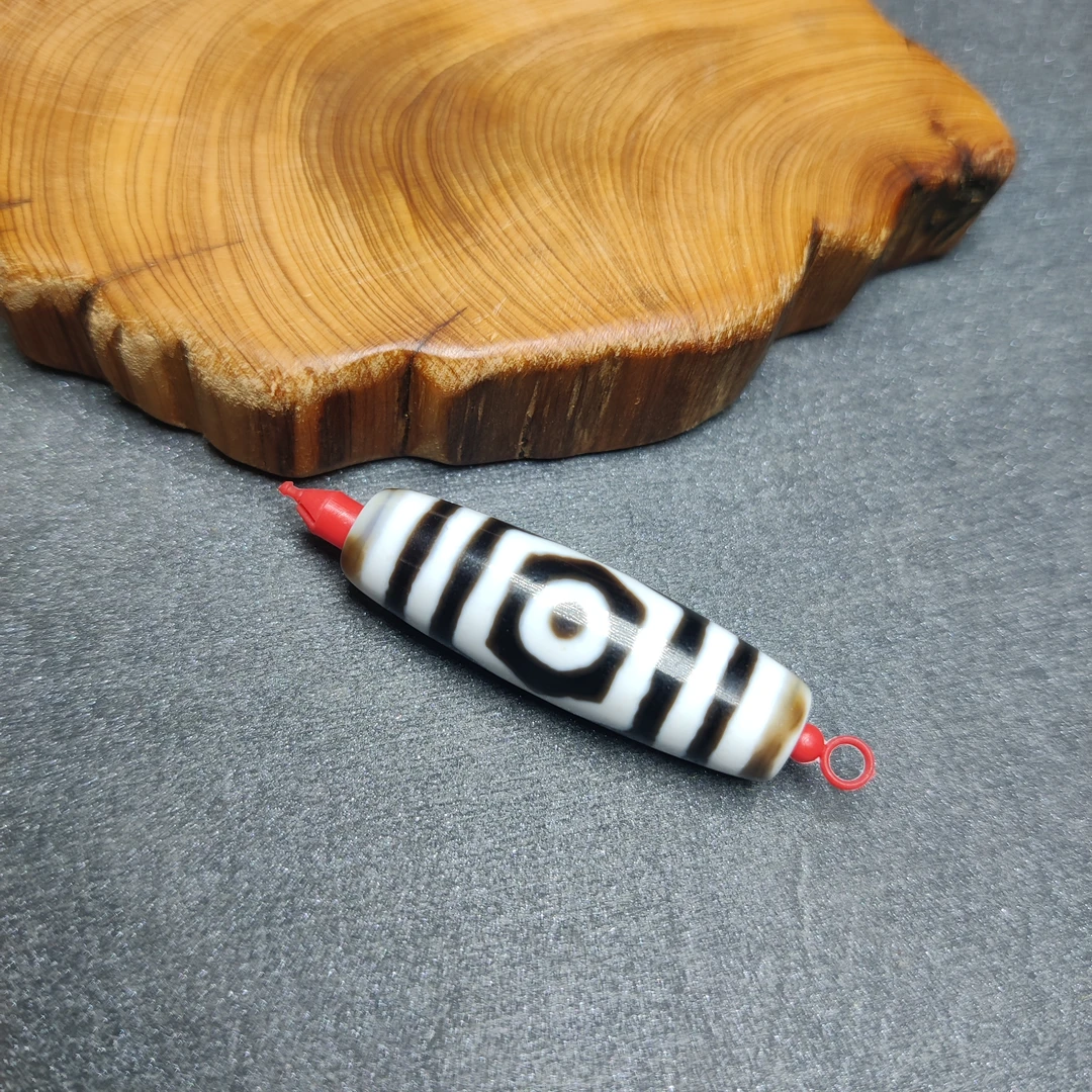 台珠黑白宝盖三眼37*11.5玛瑙珠同品包浆感性价比高百搭