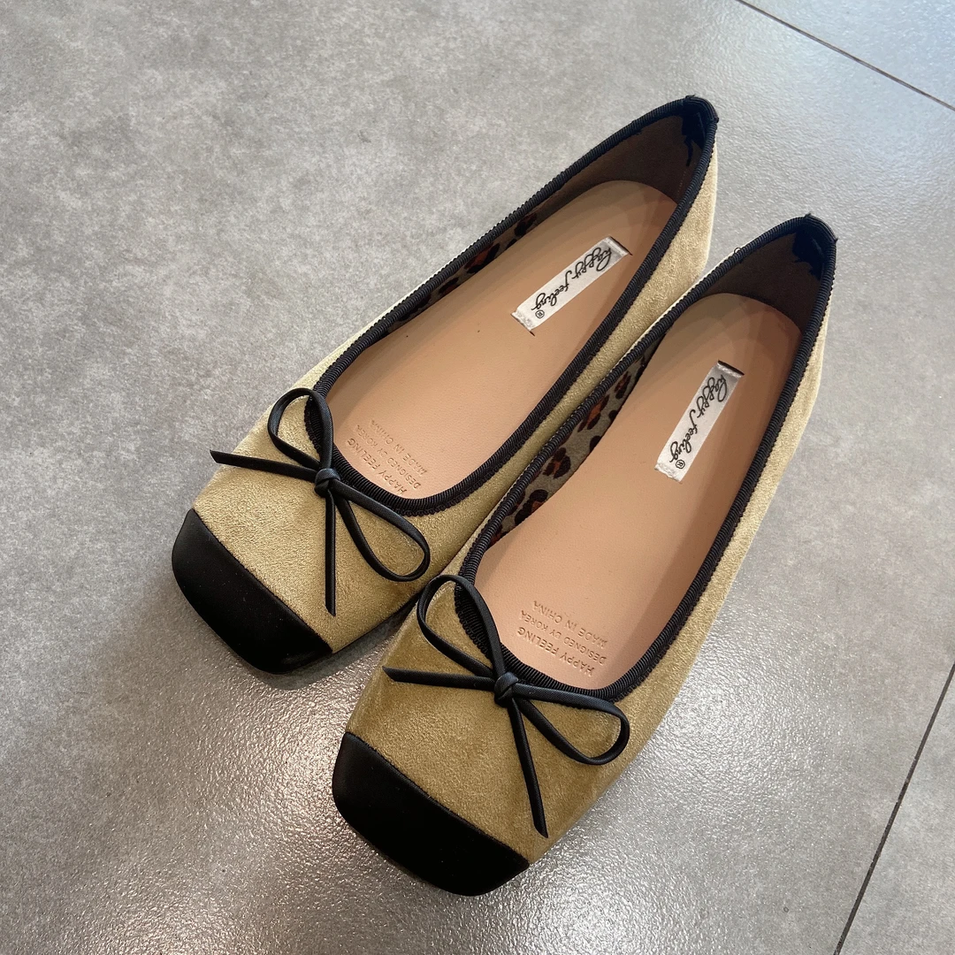 欧货蝴蝶结撞色单鞋