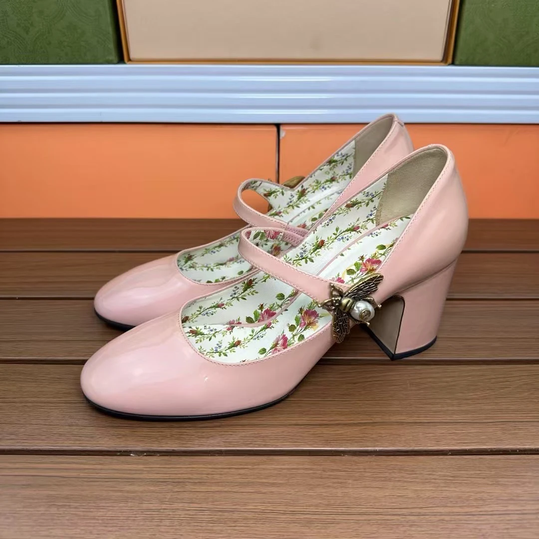 95新 GUCCI/古驰 高跟鞋/ gucci花卉/37码