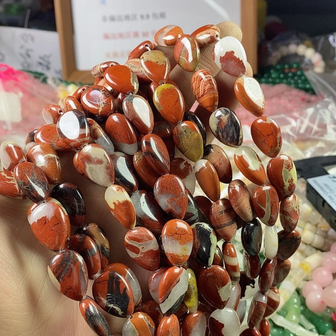 玛瑙/玉髓珠宝半成品合金一条天然12×18三彩玉水滴A258