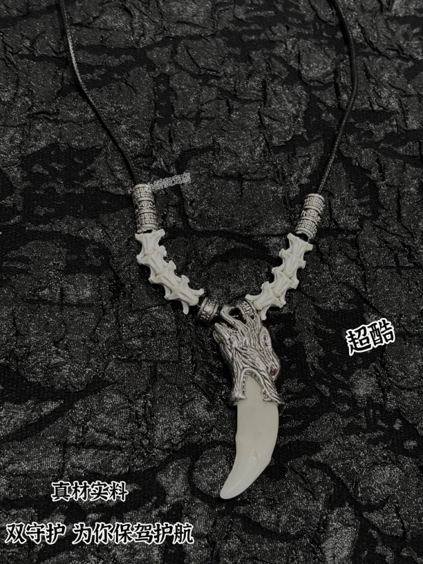 合金项链 黑狗牙舌骨项链手工