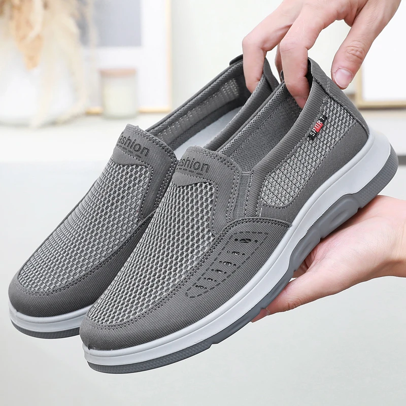 老北京布鞋男夏季网面透气防臭凉鞋软底防滑中老年人休闲爸爸网鞋