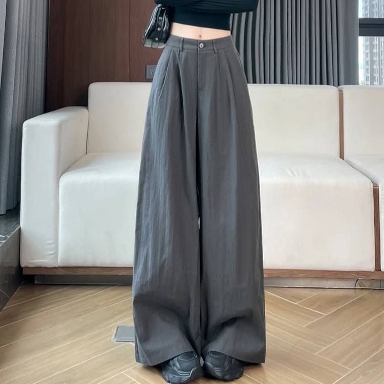 叠穿屁帘裤腰工装裤裙女春秋2025新款高级感藏青色宽松阔腿西装裤